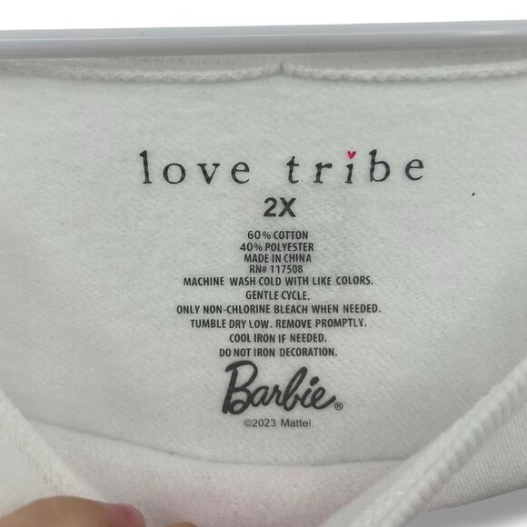 NEW Macy's Barbie Sweatshirt Plus Size 2X Love Tribe Graphic Crewneck Pullover - Picture 8 of 9